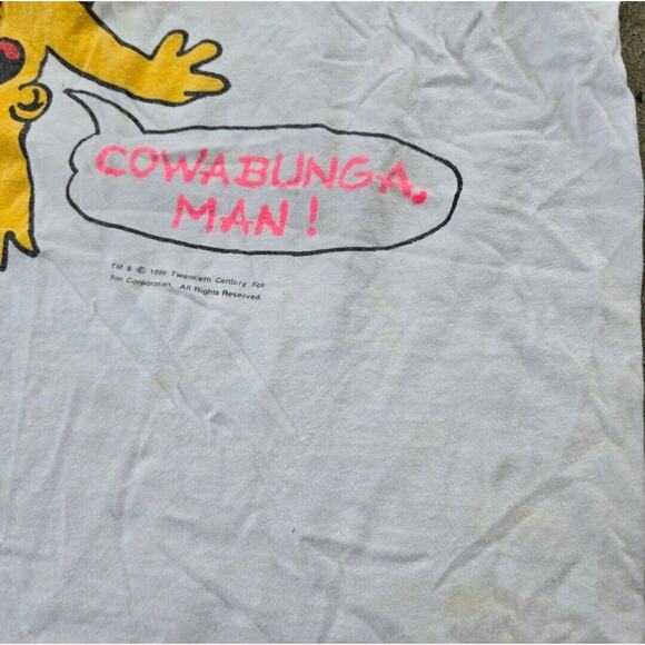Vtg 80s 90s The Simpsons Bart Simpson Cowabunga T Shirt White Large Big Print - Picture 3 of 6